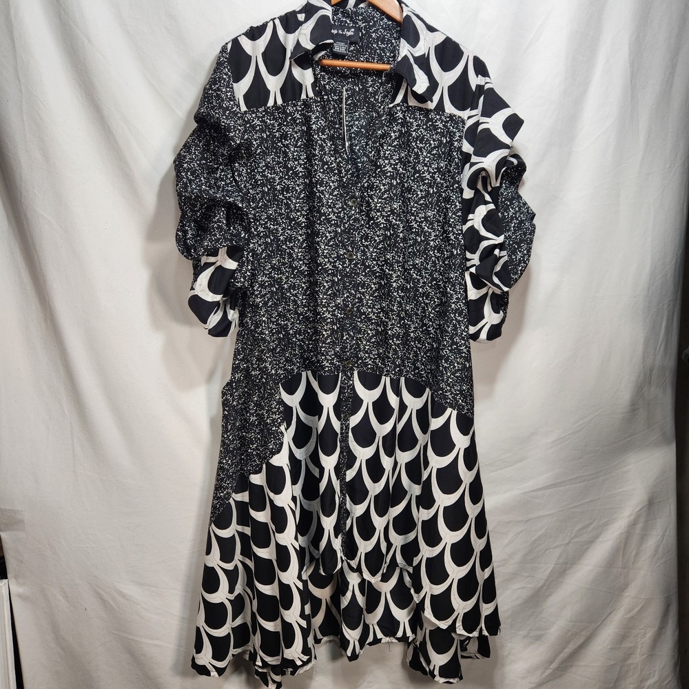 Step In Style Womens Print Ruffle Sleeve Dress One Size Black White